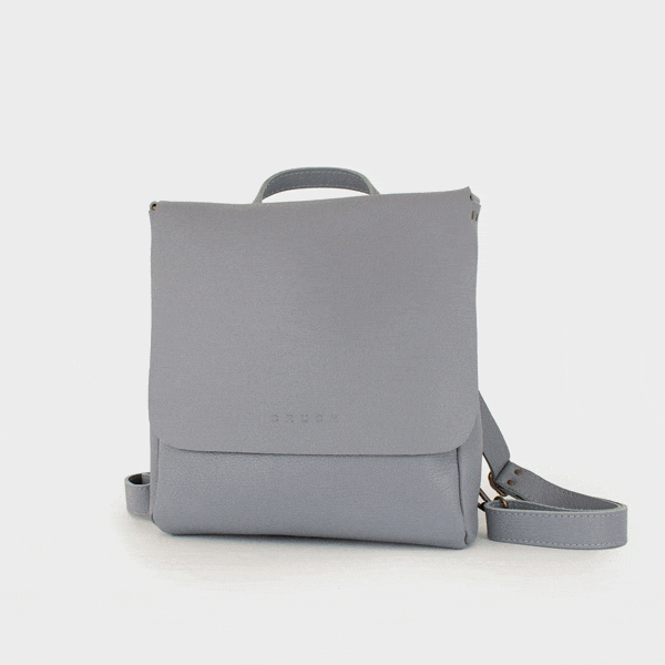 BIG lea lavander blue, Real Leather Backpack