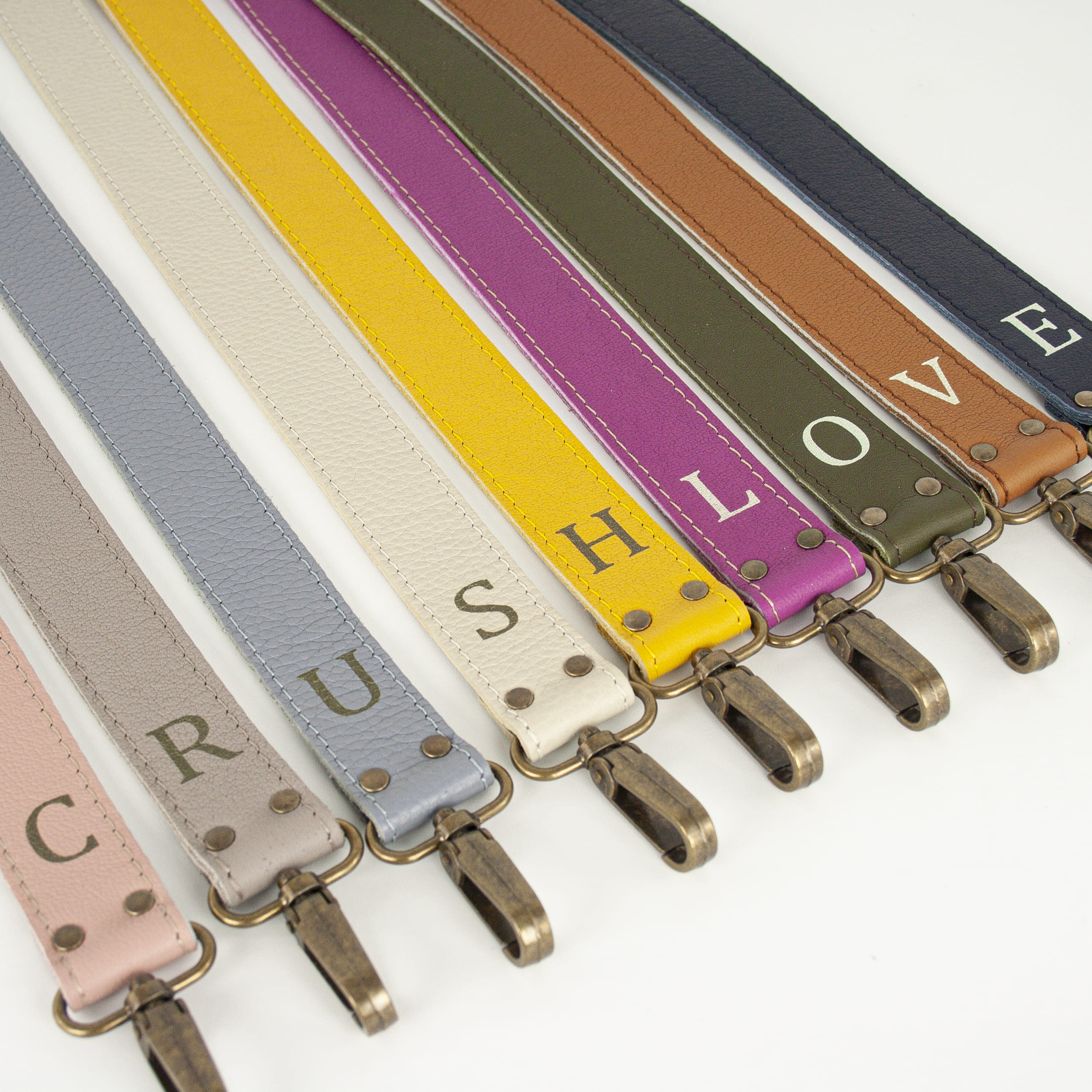 custom leather straps with initials