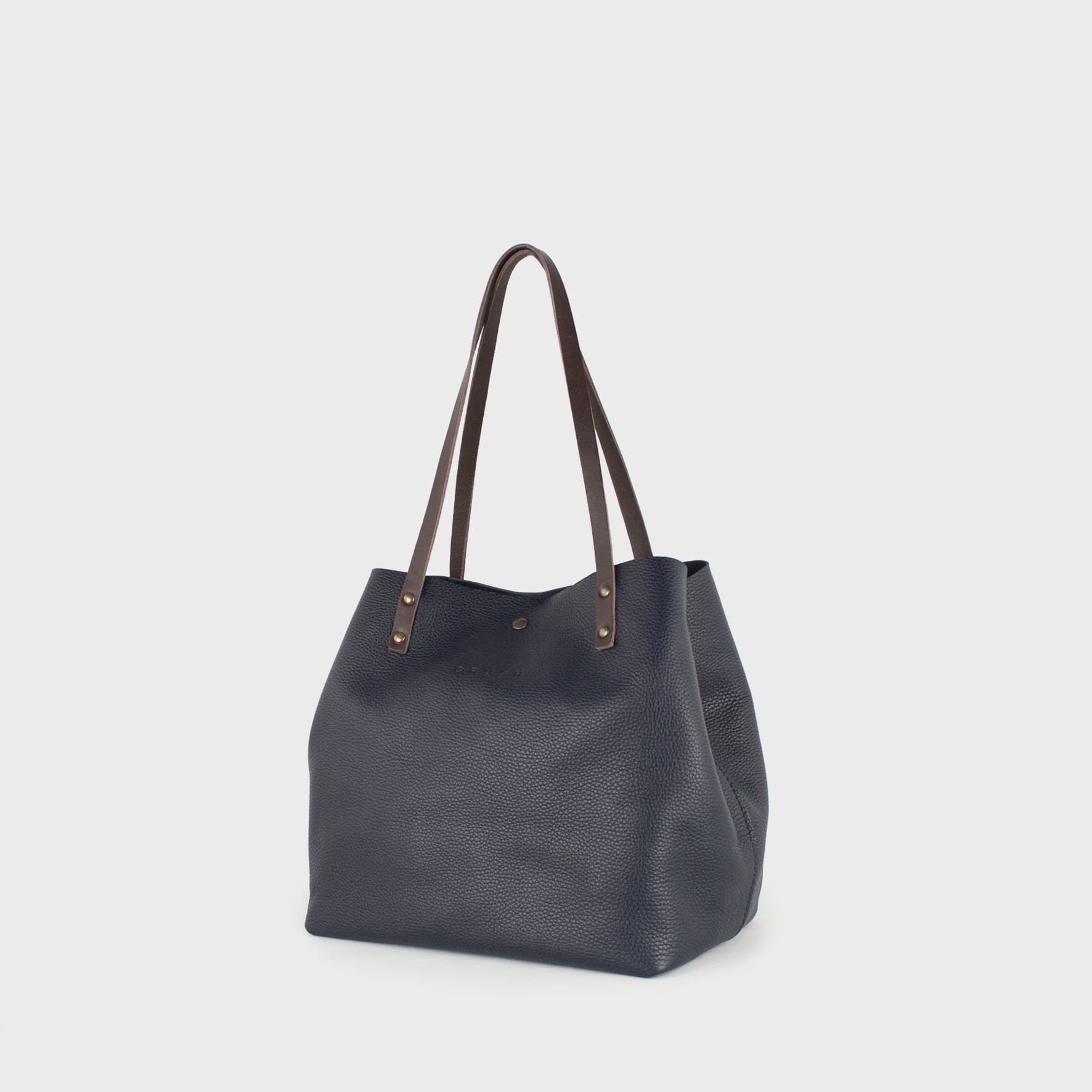 diara darkblue3 black leather tote bag